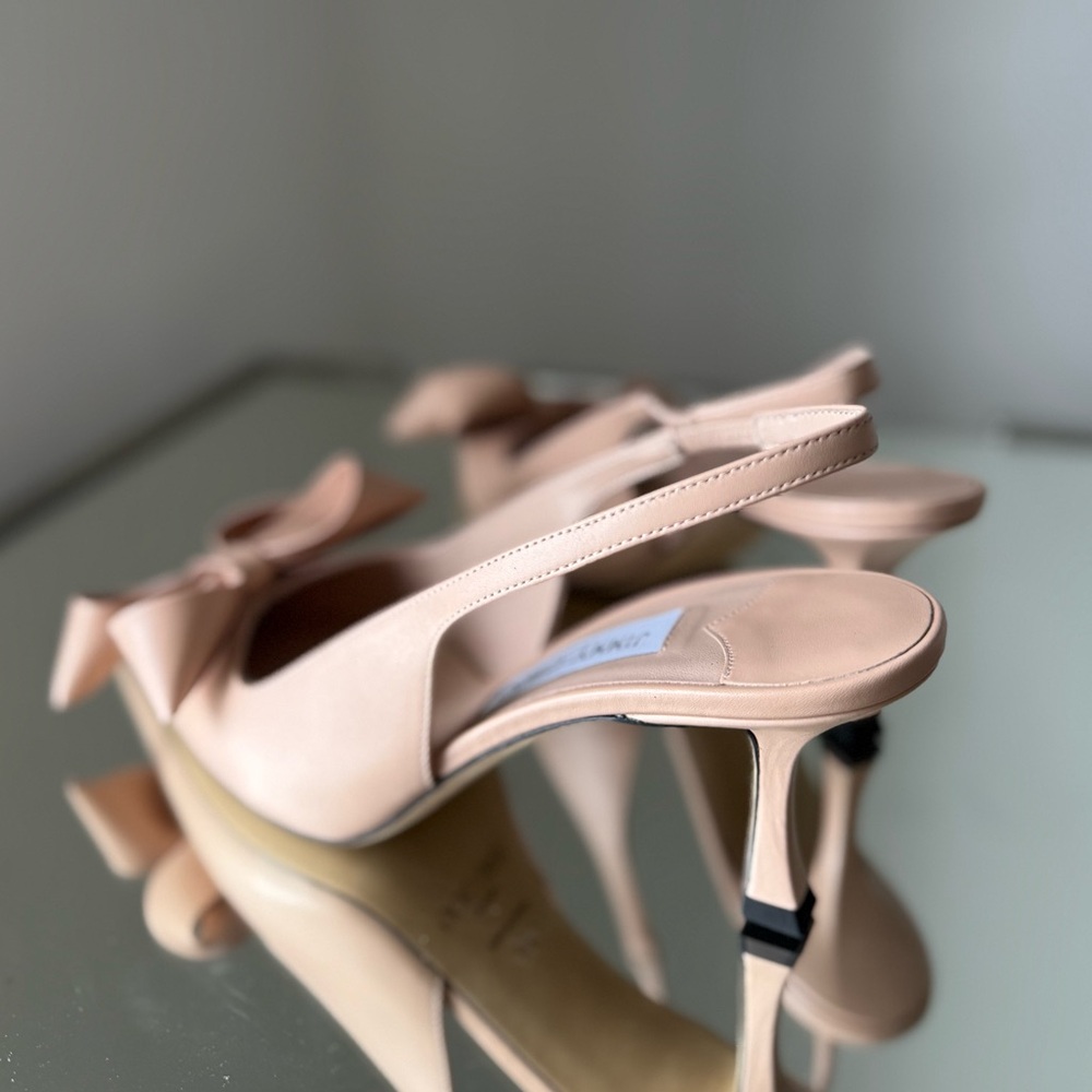 New Jimmy Choo Staz 70 Leather Bow Slingback Pumps 40 - Picture 6 of 11